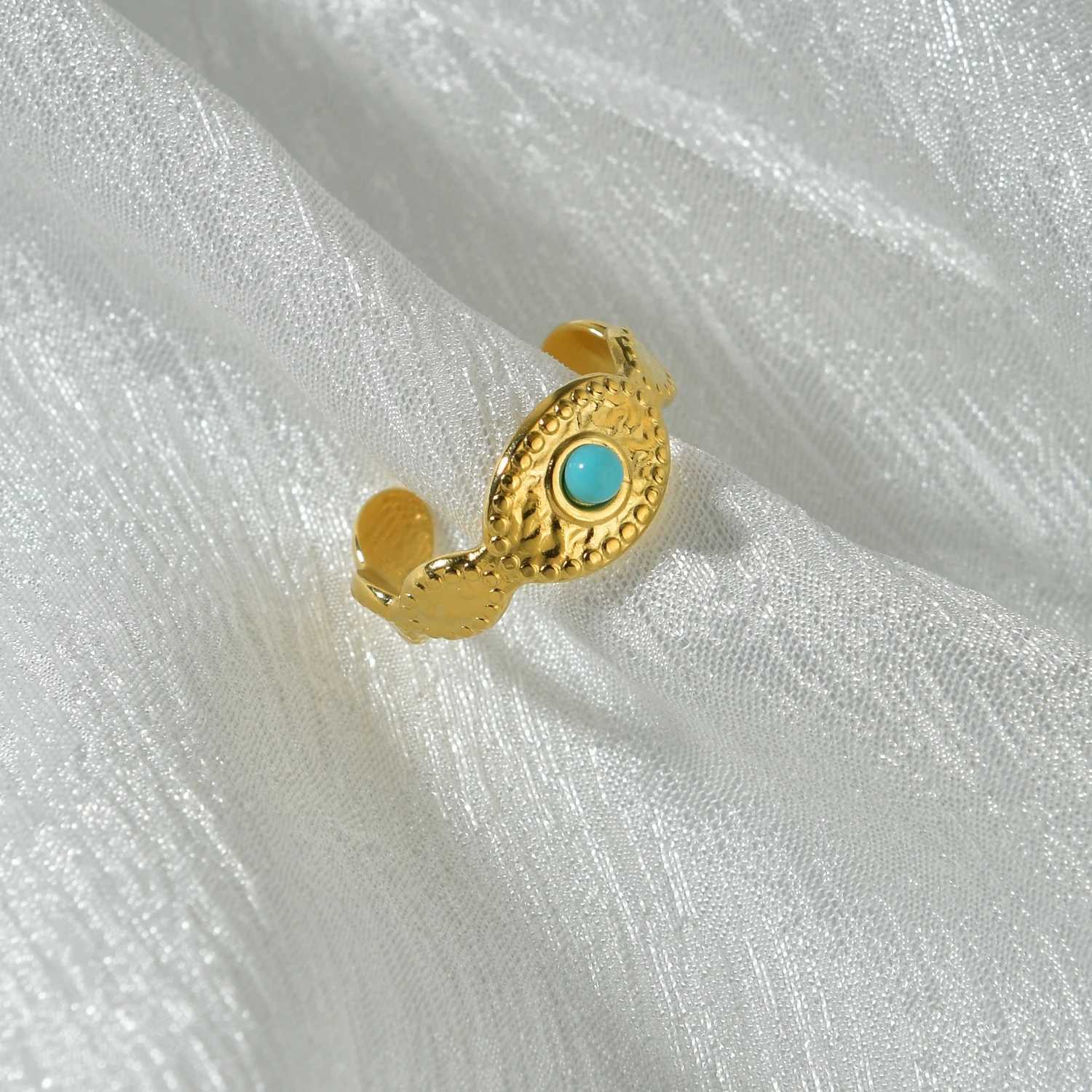 5 pieces French Style Vintage 14K Gold-plated Ring Stainless Steel Opening Adjustable Ring Trendy for Wen Jewelry Party Gifts X250220