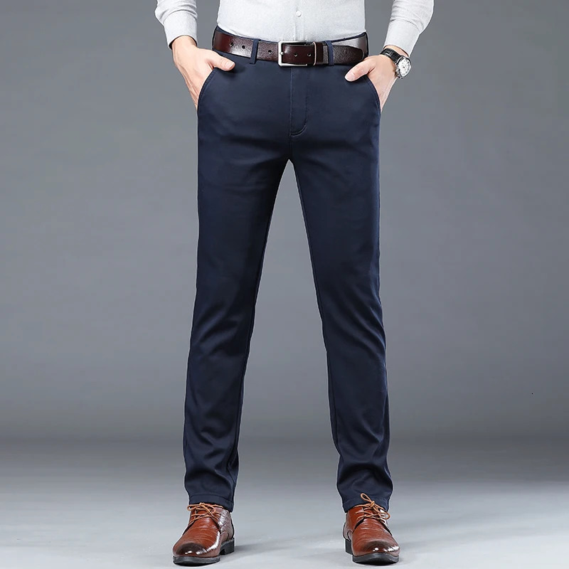 Summer Thin Mens Slim Suit Pants Fashion Business Casual Cotton Green Black Khaki Trousers Male Clothing 3040 250219