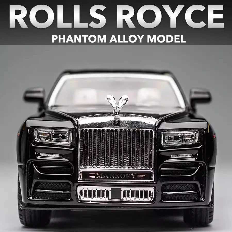 1/24 Rolls Royce Phantom Die Casting Toy Model Simulation Pullback Luxury Sedan Zinc Alloy Metal Toy Car Childrens Gift SeriesXJ250407