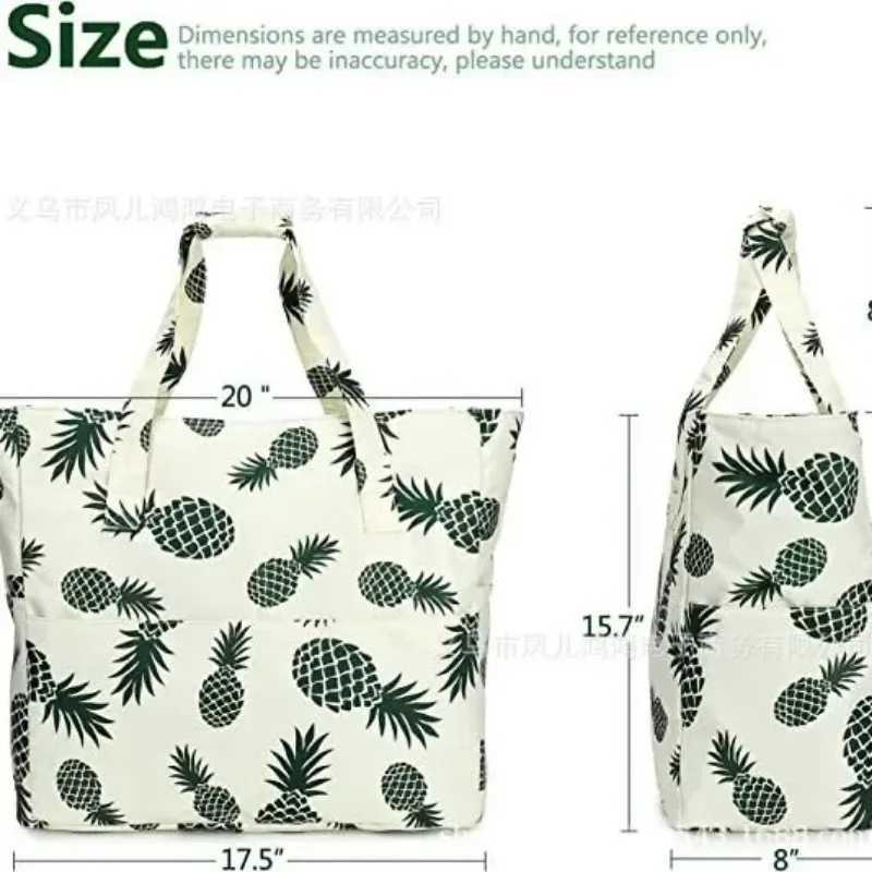 Classic Zipper Beach Bag Essential Bag for Travel Vacation and Gym Multifunctional Large-capacity Printed Tote Bag Z250219