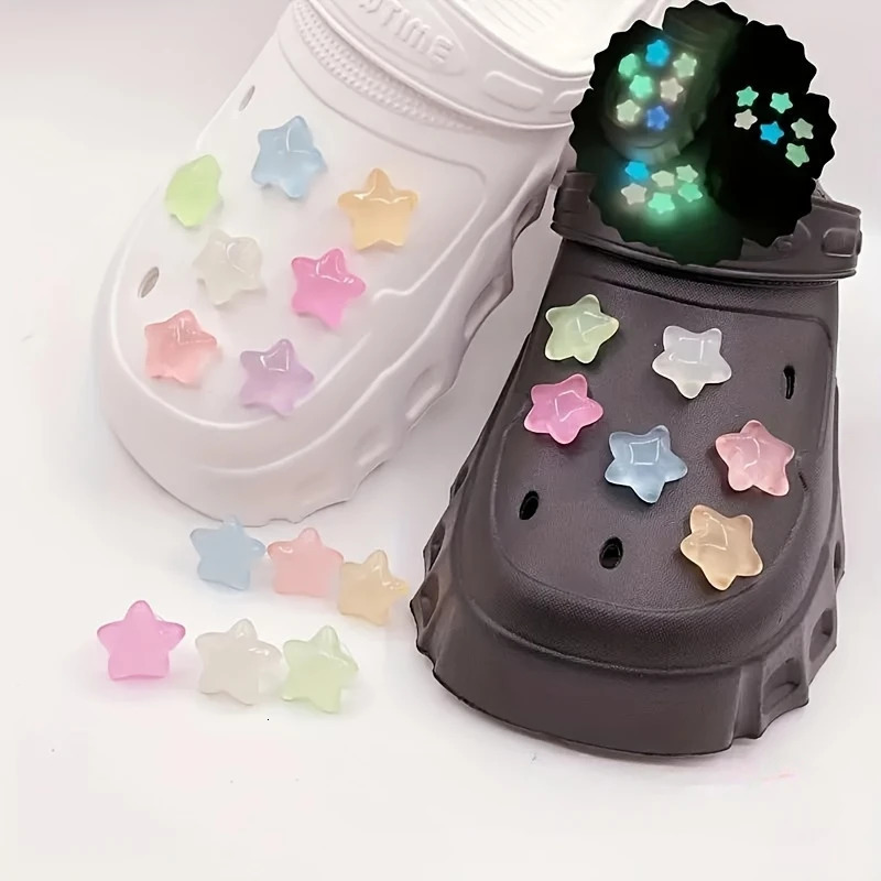 7pcs GlowintheDark Star Shoe Charms Easy Install Fun DIY hole shoes Buckles for Hole 250219