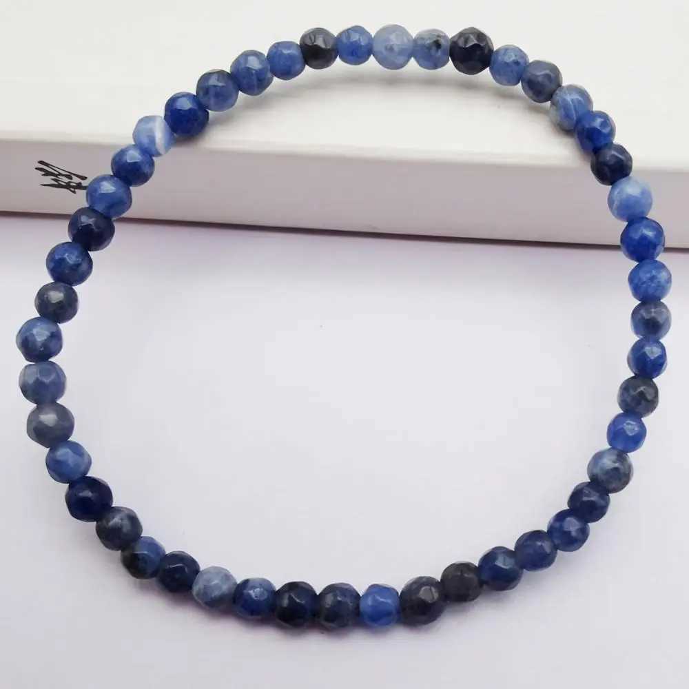 4MM Stone Faceted Loose Beads GEM Bracelet Bangle Stretch 7 Inch Jewelry FashionXJ250219