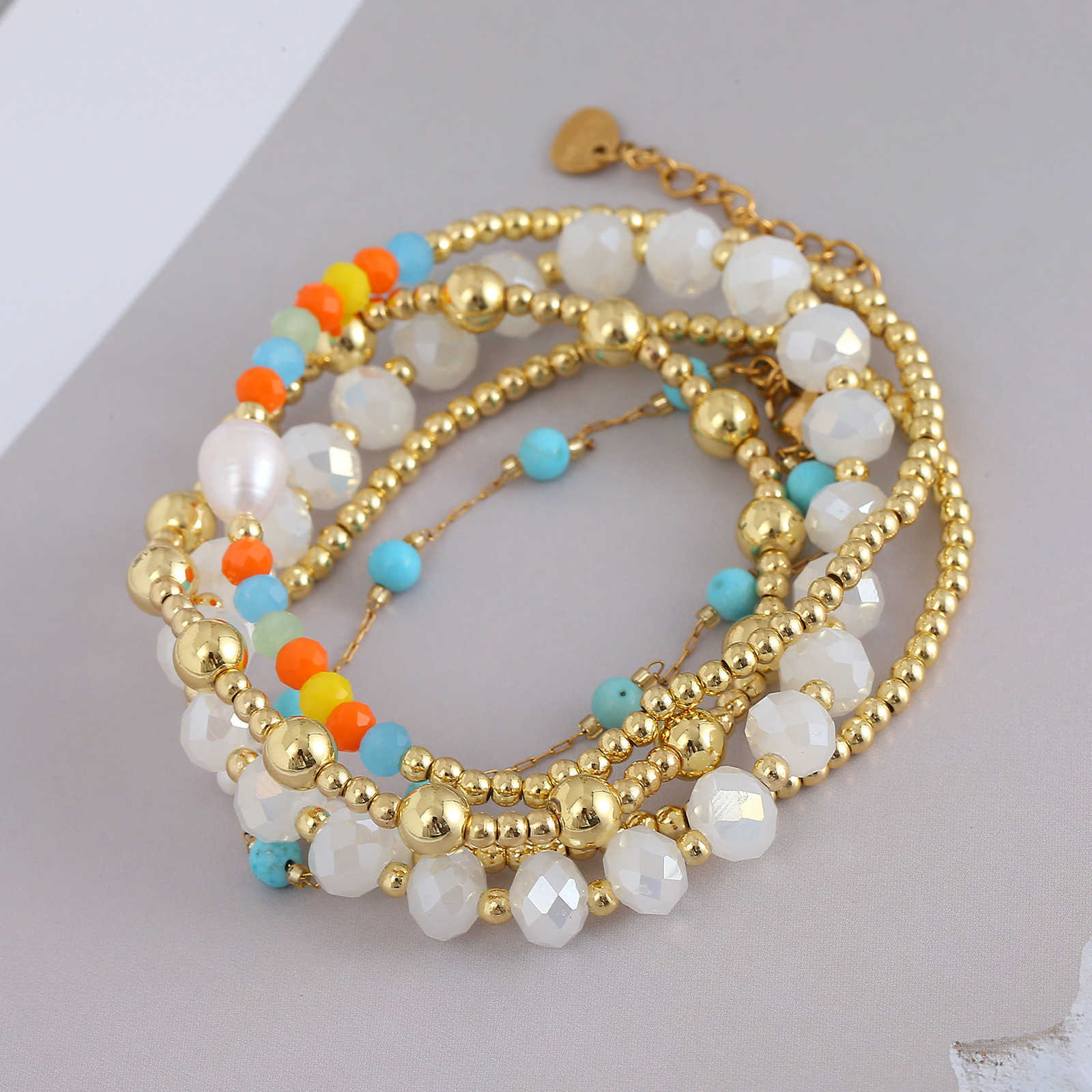 Charm Bracelets Bohemian vacation style bracelet beach style bead colorful and simple temperament handmade high-end pearl bracelet for women H25220