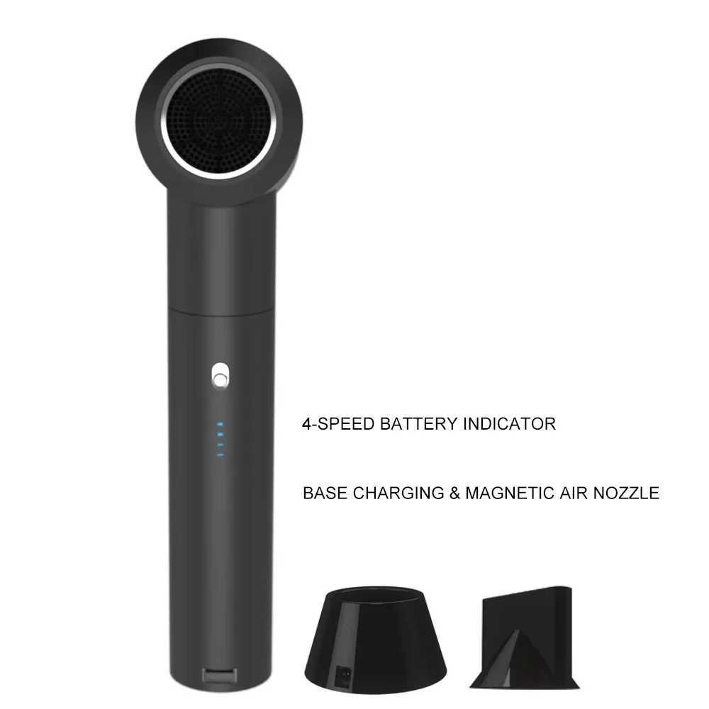 Wireless hair dryer with adjustable hot/cold air rechargeable battery LED display screen pet student baby office staff use W250220