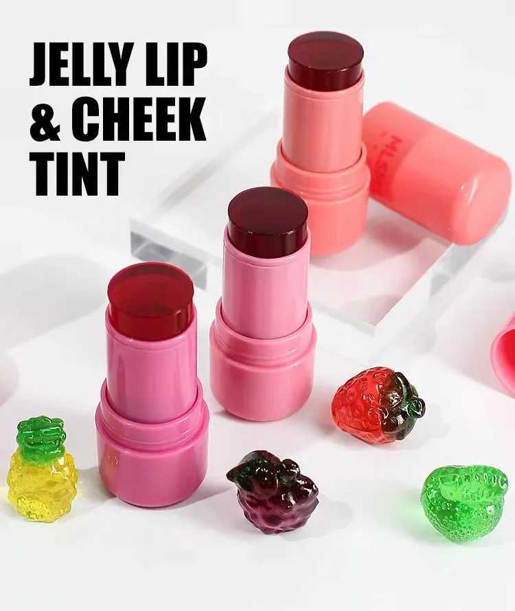 4 Color Jelly Lip Cheek Tint Stick Moisturizing Clear Brighten Lipgloss Lipstick Lasting Tinted B Cream Matte Contour MakeupW250220