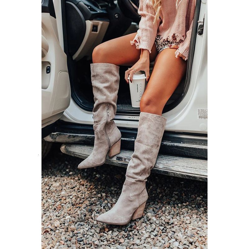 Frosted Heels 40-43 Side Zipper High Rider Boots