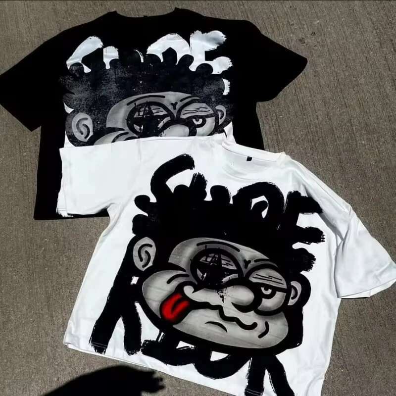 Vintage Short Sleeve Cotton T-Shirt for Men and Women, Oversized Streetwear, Y2K