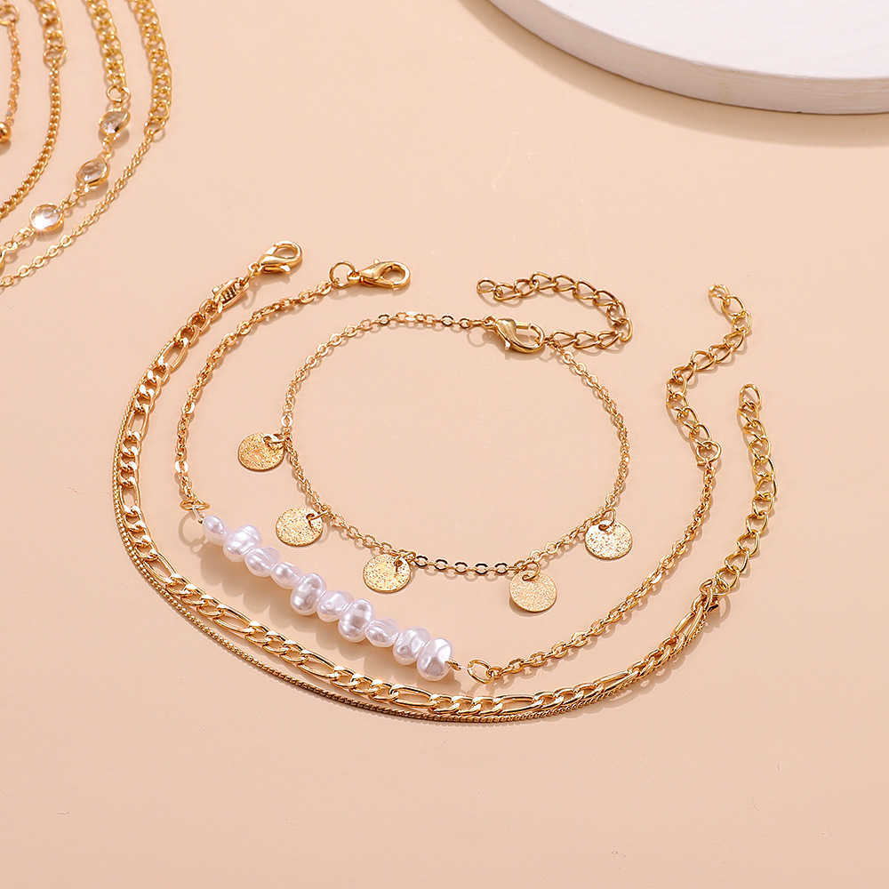 Pendant Necklaces Multi layer anklets ins sexy versatile beach stacked anklets girls foot accessories suit H25219