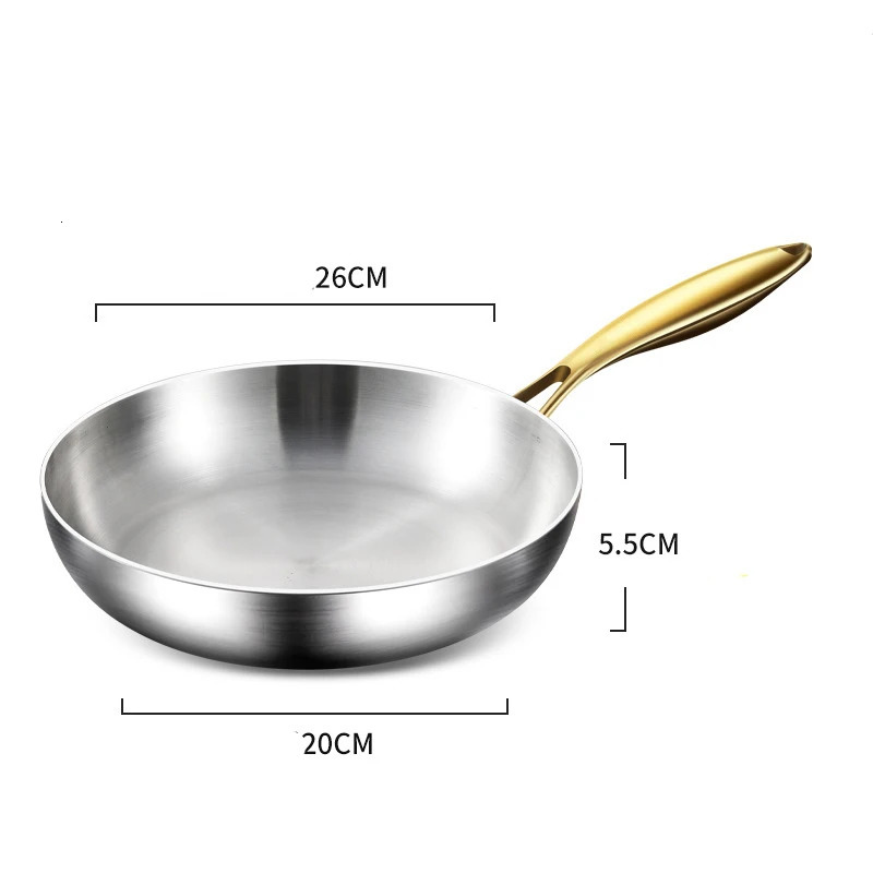 316 Stainless Steel Frying Pan Wok Nonstick Cooking Fried Steak Gas Stove Pot Induction General Saucepan Kitchen Cookware 250220