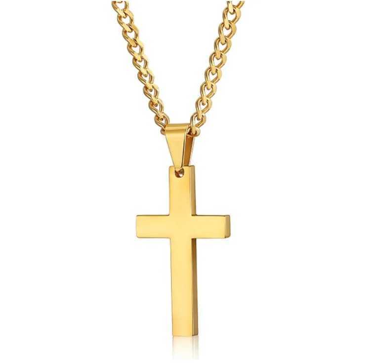 Fashion Charm Classic Cross Men Necklace Stainl Steel Chain Pendant Necklace for Men Jewelry Punk Anniversary Gift collareXJ250219