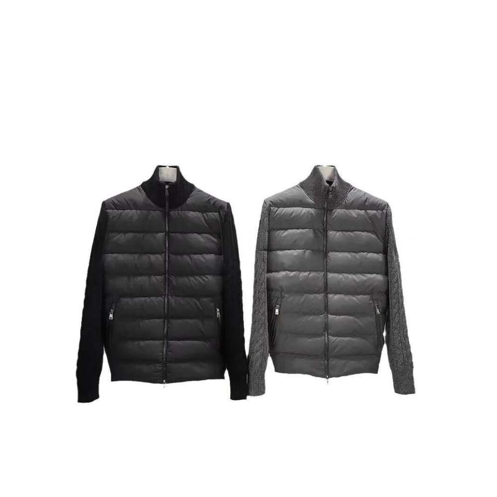Men's Jackets Designer Knitted Patchwork Stand Up Collar Thin Lightweight Down Jacket