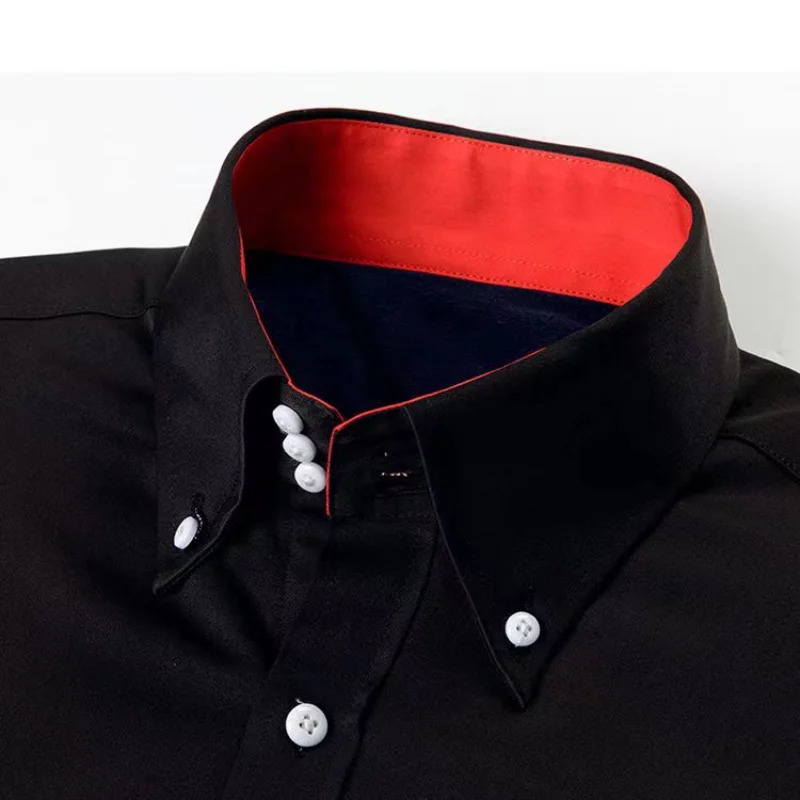 Mens Dress Shirt Buttondown Collar Korean Fashion Male Formal Business Slim Fit Casual Long Sleeve White Shirts Autumn 250220