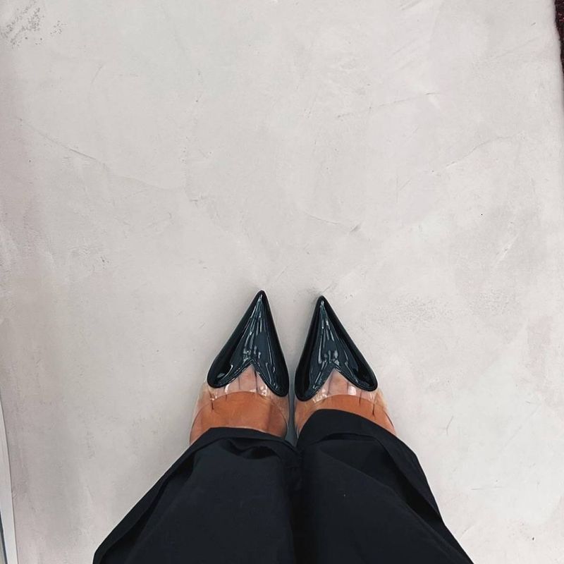 Ladies New Pointed Shallow Mouth Love Ing PVC High Heel Sandals