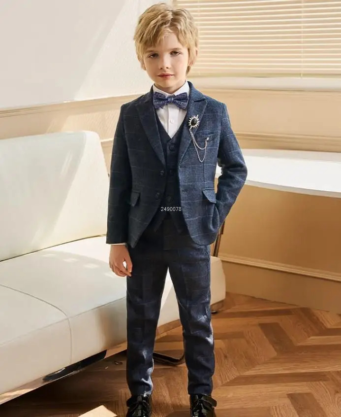 Flower Boys Wedding Suit Kids Formal Birthday Party Tuxedo Set Children Pograph Dress Child Performance Dance Show Costume 250219