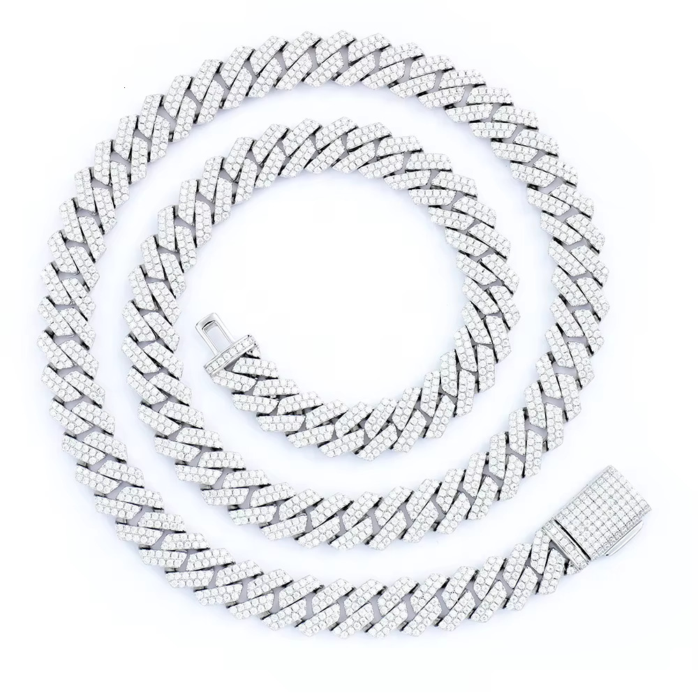Hip Hop 10mm s Angle Style Cuban Chain Sier Moissanite Jewelry