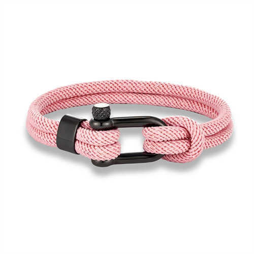 Charm Bracelets Black stainless steel horseshoe buckle mens double-layer Milan rope outdoor leisure wristband H25220