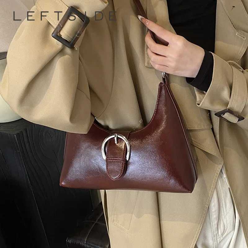 LEFTSIDE 2024 Simple New Retro Design Small PU Leather Underarm Bag Women Handbags and Purses Luxury Fashion Shoulder Bag Y250218