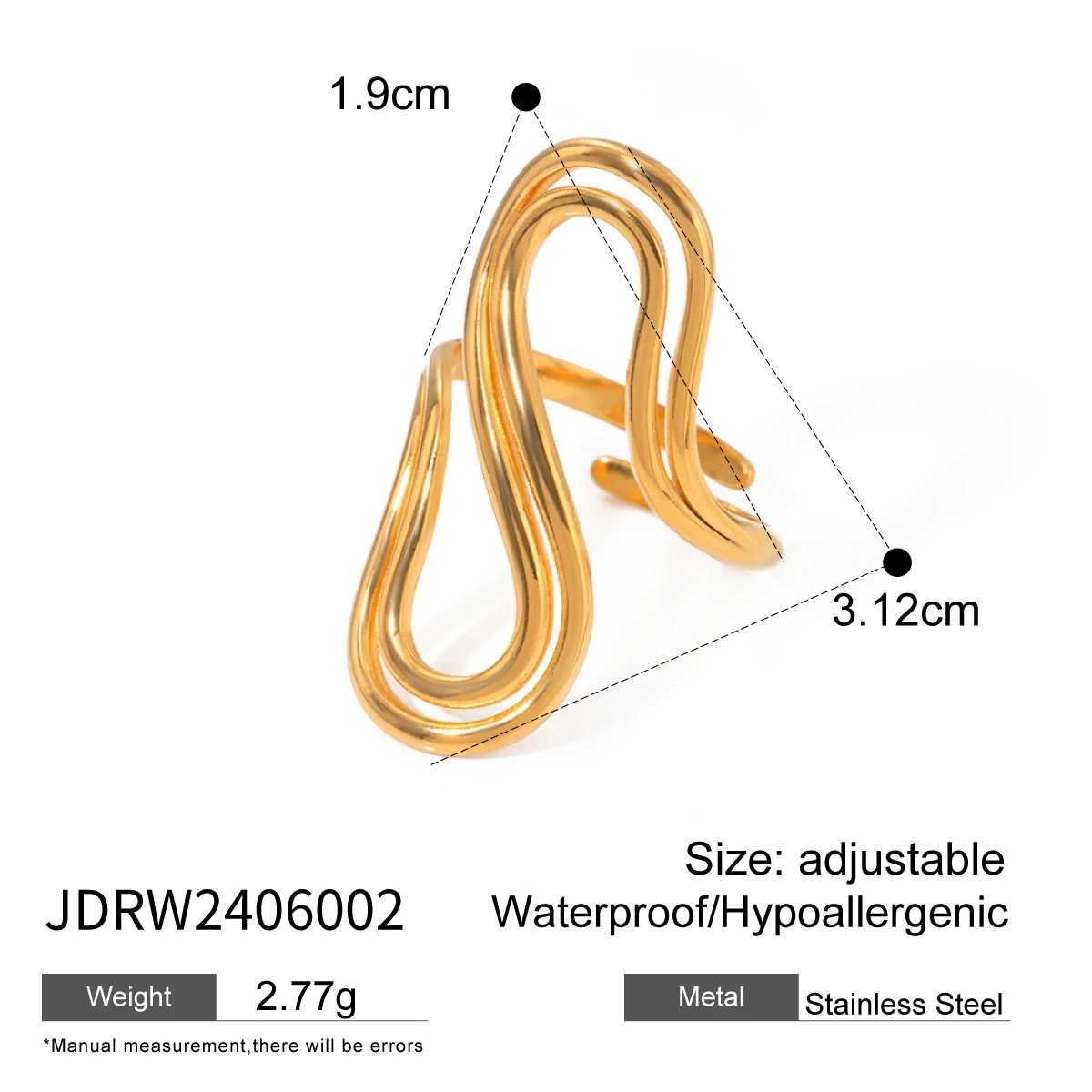Uworld 316L Stainless Steel Ring New Design Metalic 18 K PVD Plated Jewelry Trendy Opening Ring Jewelry for Women Gift 2024 X250220