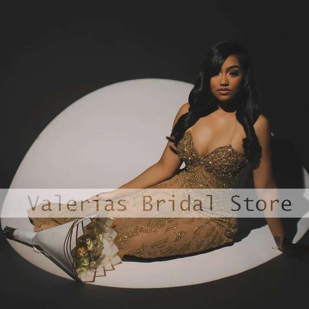 Worship golden dress with beads sequins without backrest illusion sexy birthday party prom dance dresses custom 2025