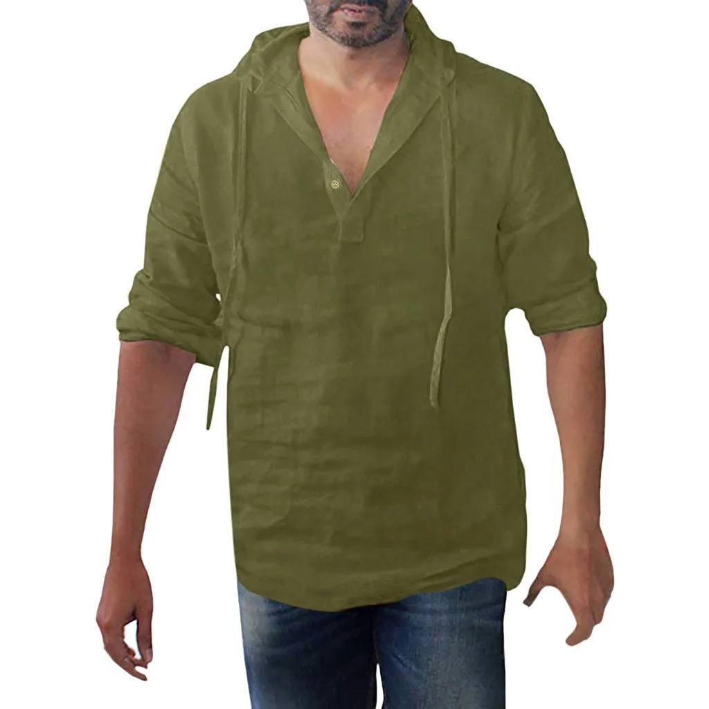 Plus Size Mens Tee Shirt Solid Tops Pullover V Neck Lace-up Loose Top Summer Holiday Beach Casual Half Sleeve Tops Linen Top 250219