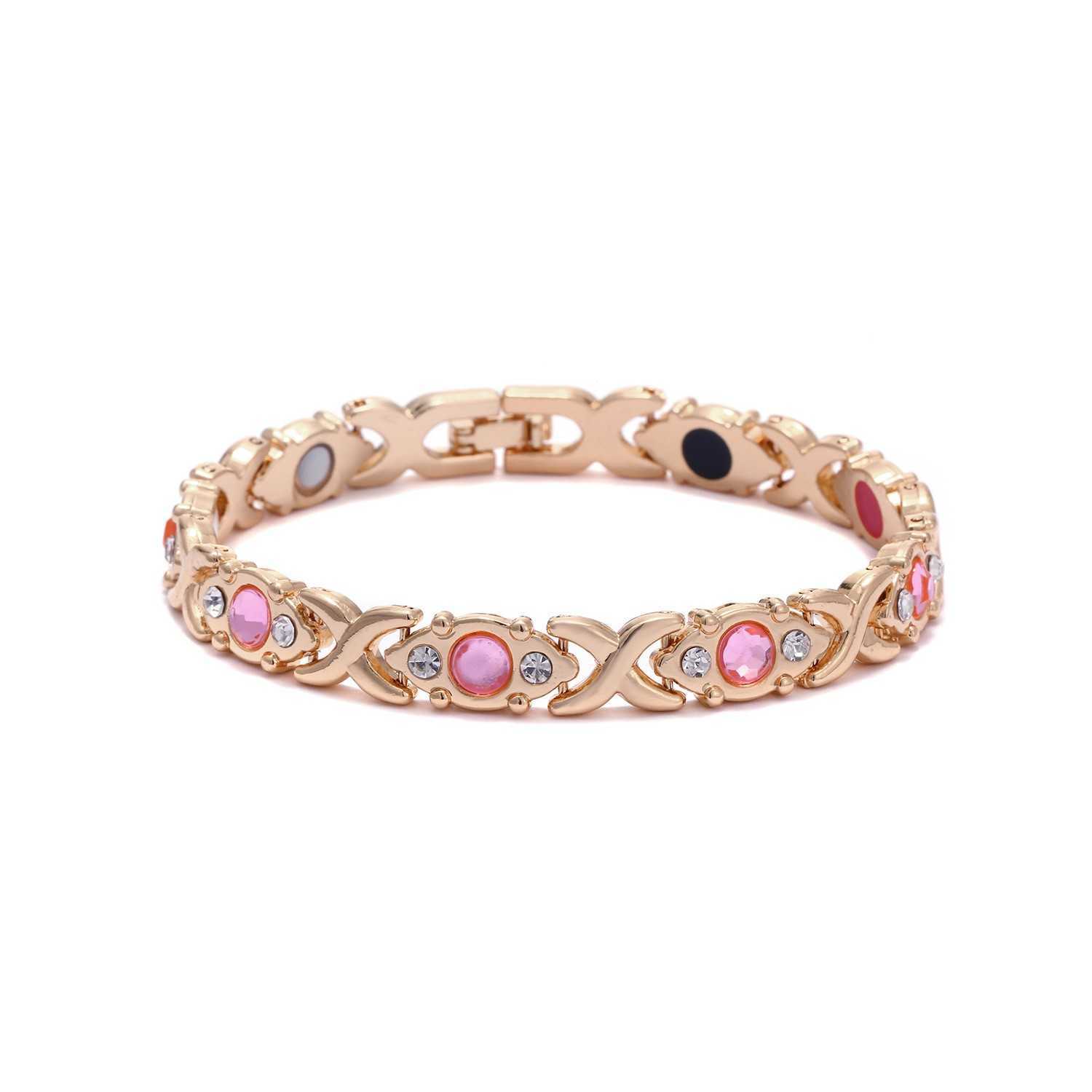 Charm Bracelets Fashionable detachable energy magnet bracelet environmentally friendly alloy with diamond inlay adjustable womens wristband H25220