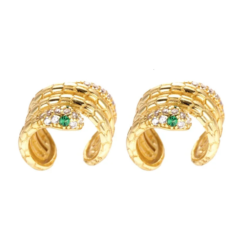 Shiny Golden/Sliver Color Serpentine CZ Clip on Earrings Christmas Gift Jewelry Wholesale Customizable 250220