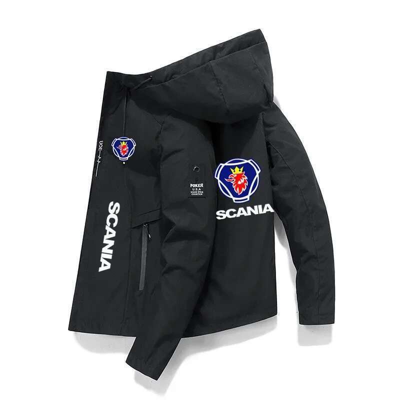 Men's Covered Cut Zippered Hooded Jacket, Casual Windshield, New Brand, Spring & Autumn Fashion, 2024