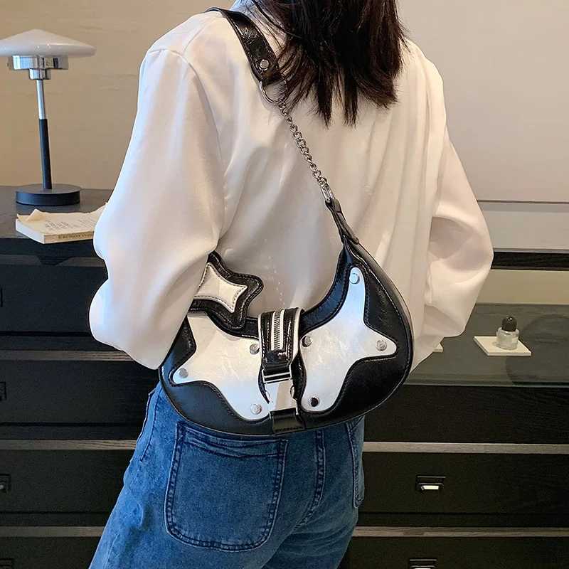 MBTI Y2k Silver Womens Shoulder Bag Premium Pu Leather Mixed Color Fashion Handbag Retro Designer Stray Womens Wallet Y250218