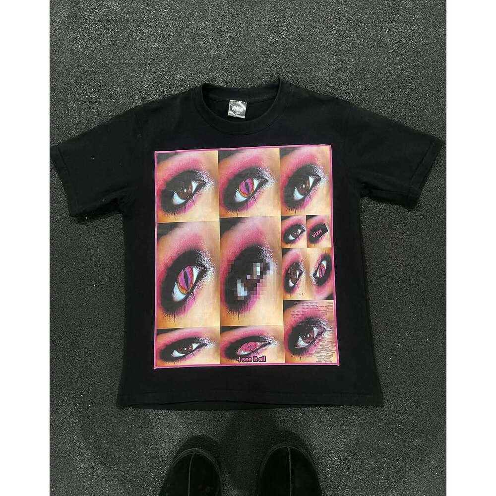 Summer y2k printed T-shirt, sleeved round neck top, personalized dark INS slim fit short T-shirt