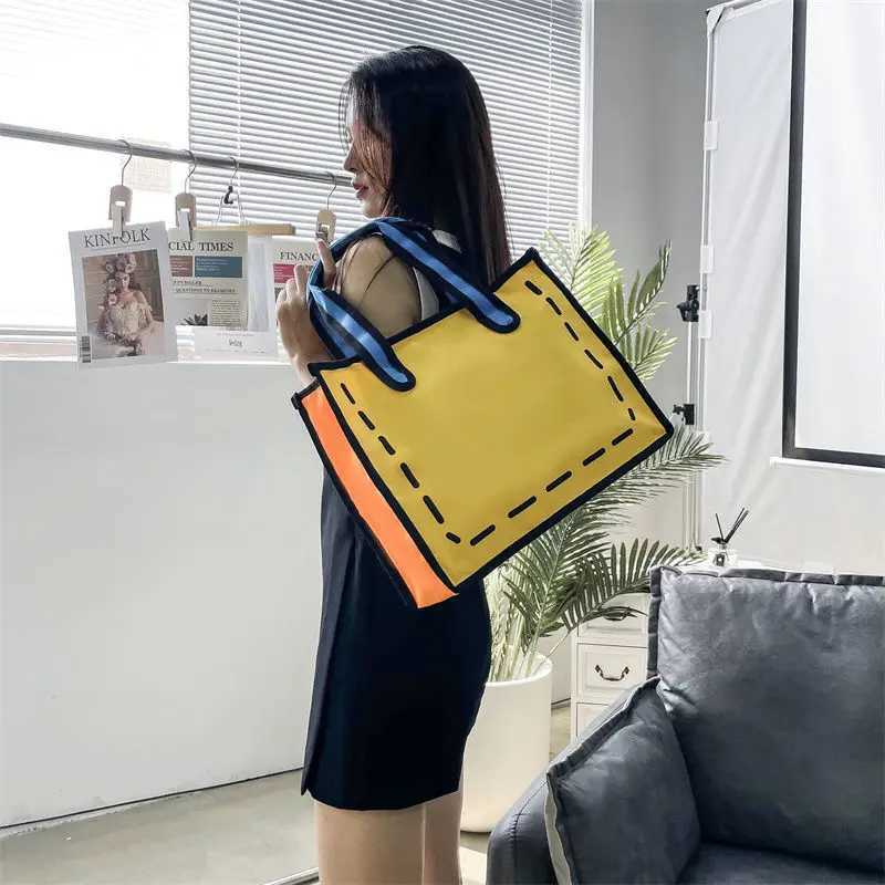 Womens handbag cartoon style nylon bucket casual zipper soft high-capacity shoulder bag shopping bag street style Z250219