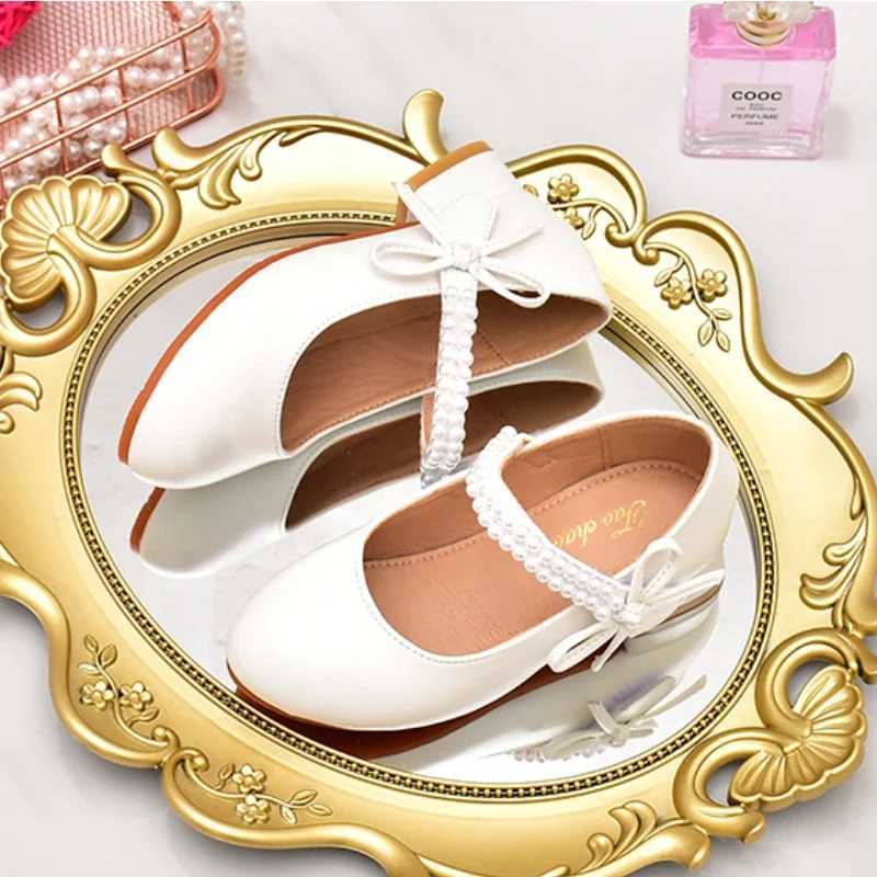 Fashion Children High Heels Leathers Shoes Kids Princess Sweet for Evening Party Show Single Shoes Versatile White Girl Shoes X250220