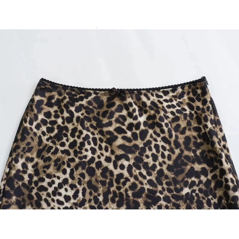 ASDS womens skirts leopard midi skirt woman vintage high waist for women print summer long stylish elegant 250213