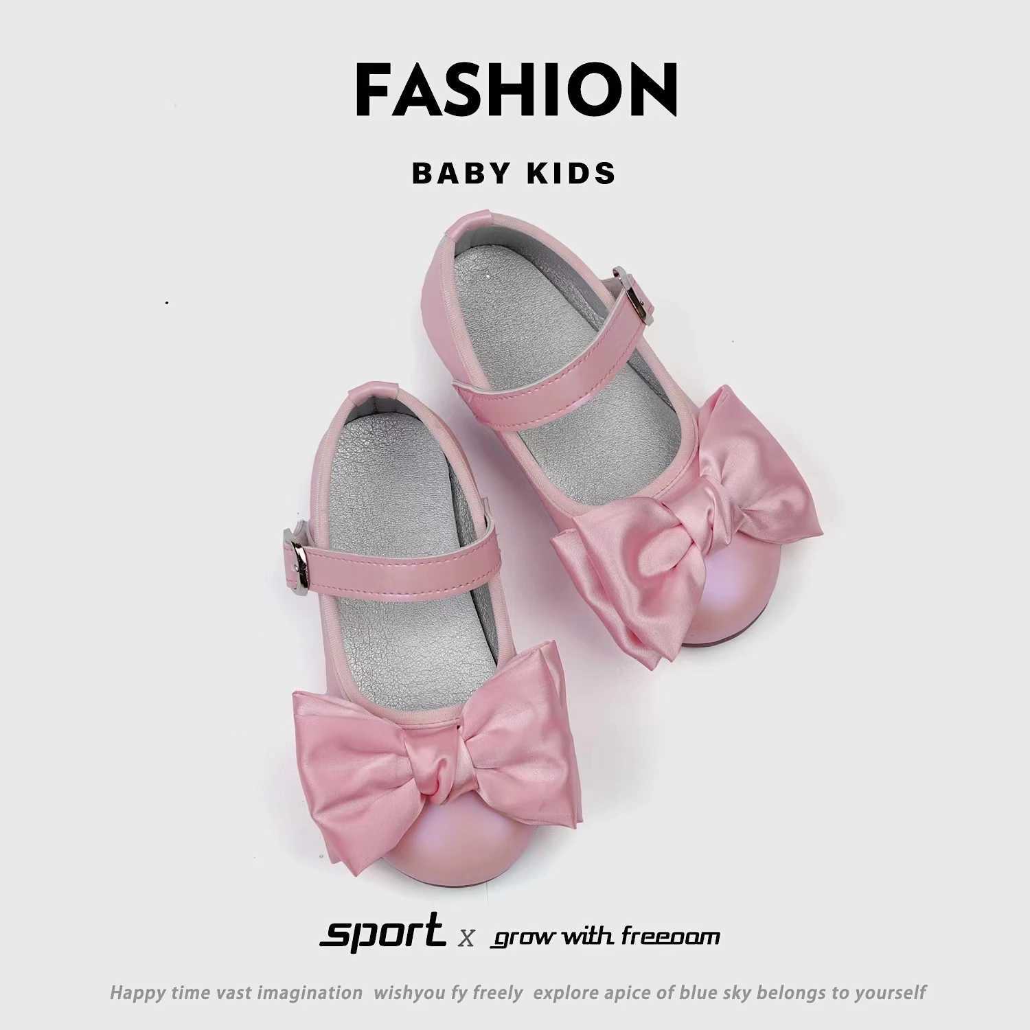 Girls Princess Shoes Beautiful Silk Bowtie Children Mary Janes 21-30 Comfy Round-toe Chic All-match Spring Kids Ballet Flats X250220