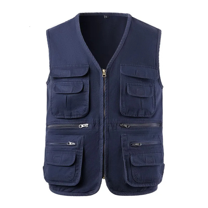 Mens Cargo Vest Winter Thick Fleece Warm Sleeveless Jacket Solid Color Tactical Coat Men Pockets Work Waistcoat 6XL 250219