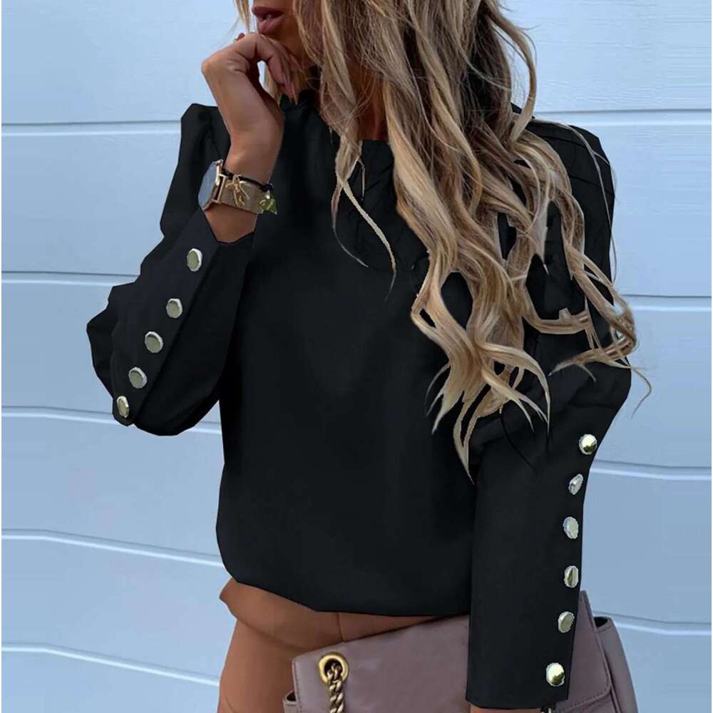 Ladies Summer Tops Women Fashion Solid Round Neck Long Sleeves Blouse Loose Tunic Top Womens Short Sleeve Denim Shirt