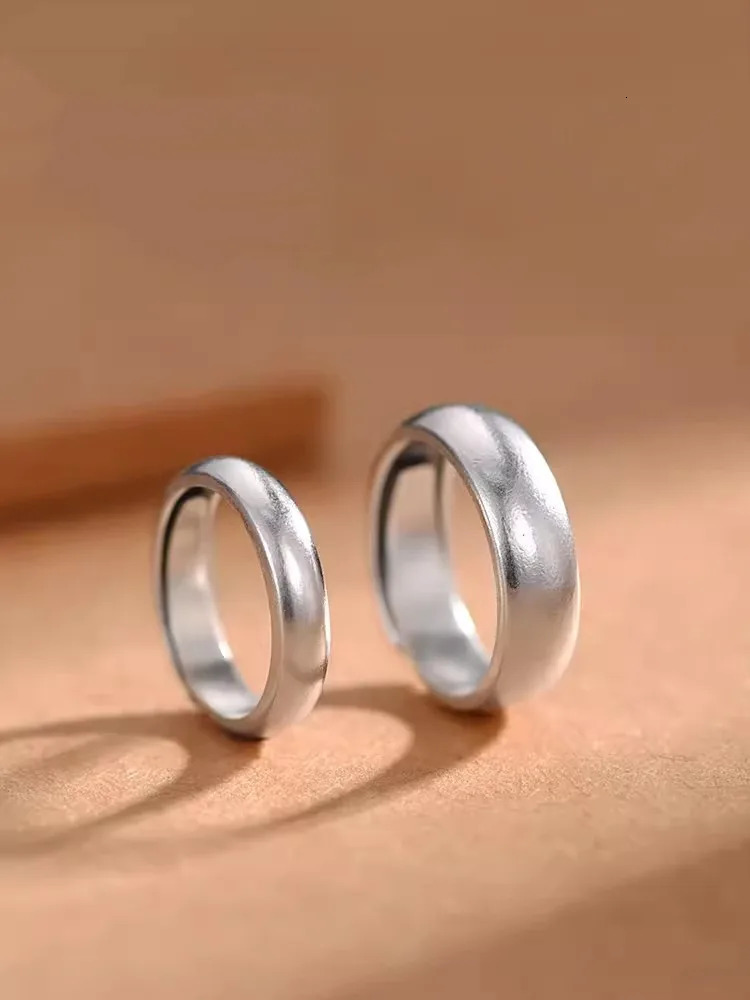 Lovers Ring 999 Sterling Silver Vintage Plain Ring Men Women Adjustable Pure Silver Fine Jewelry Rings 250213