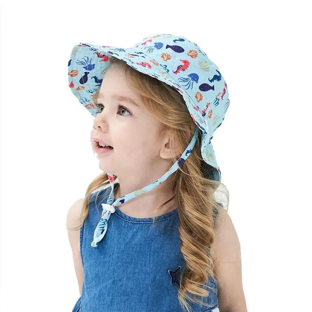 Ddmyshoesvip Summer Baby Sun Hat For Girls And Boys Outdoor Neck Ear Cover Anti UV Kids Beach Caps Bucket Cap Years