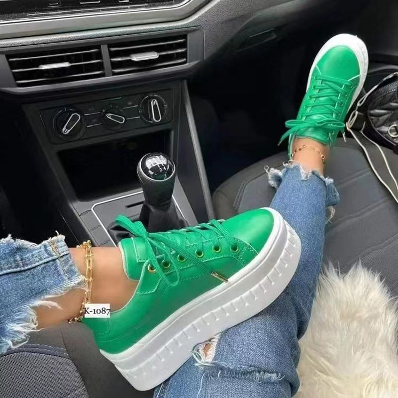 New Large Size Single For Women Round Head Thick Sole Casual Rubber Shoes