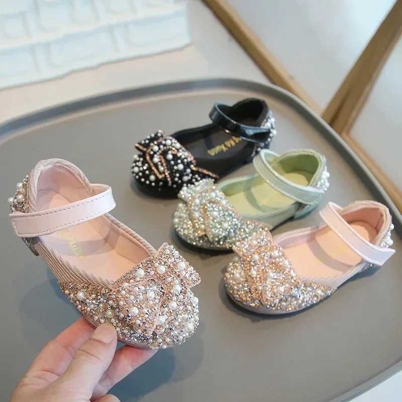 Elegant Girl Princess Shoes Shallow Luxury Childrens Leather Shoes Fashion Causal Non-slip Kids Wedding Party Flat Shoes Chic X250220