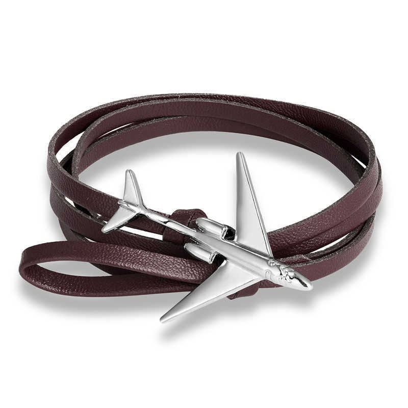 Charm Bracelets Personalized bracelet fashionable multi-layer airplane design multi-color leather rope bracelet accessories H25220