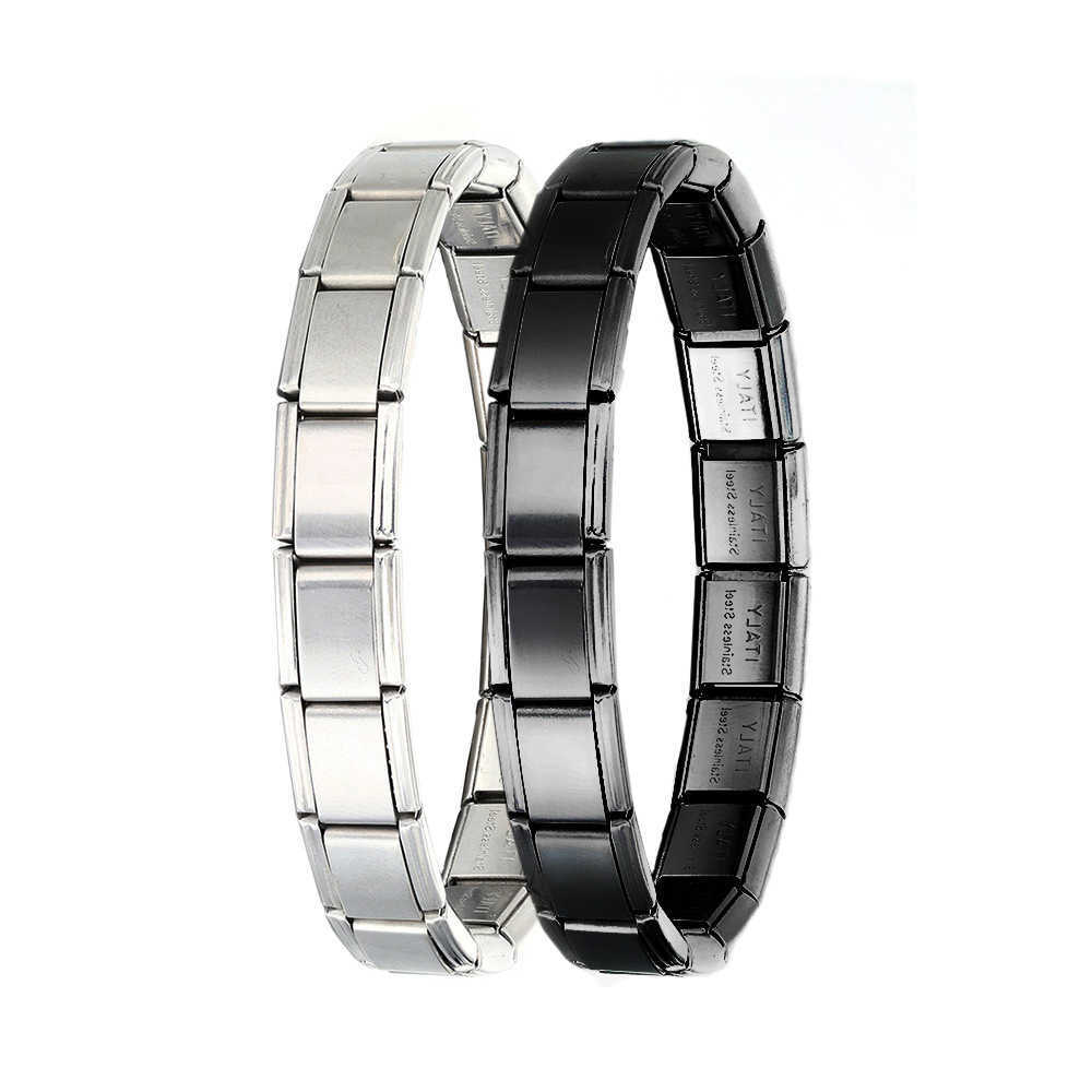 Charm Bracelets Stainless steel Italian module bracelet 9mm spliced titanium steel bracelet DIY accessory Itanlian Brelet H25220