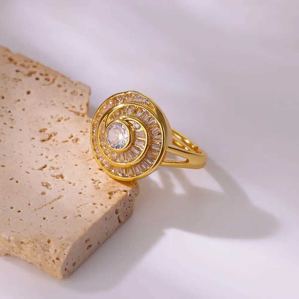 Round zircon stainless steel open ring used for gold colored Geely fashion wedding rings high-quality jewelry accessories X250220