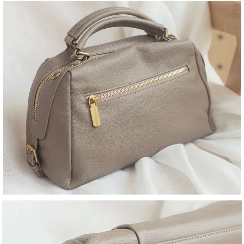 Classic Natural Cow Leather Women Shoulder Bag Grey Big Winter Soft Touch Cowskin Female Handbag High Quality Tote