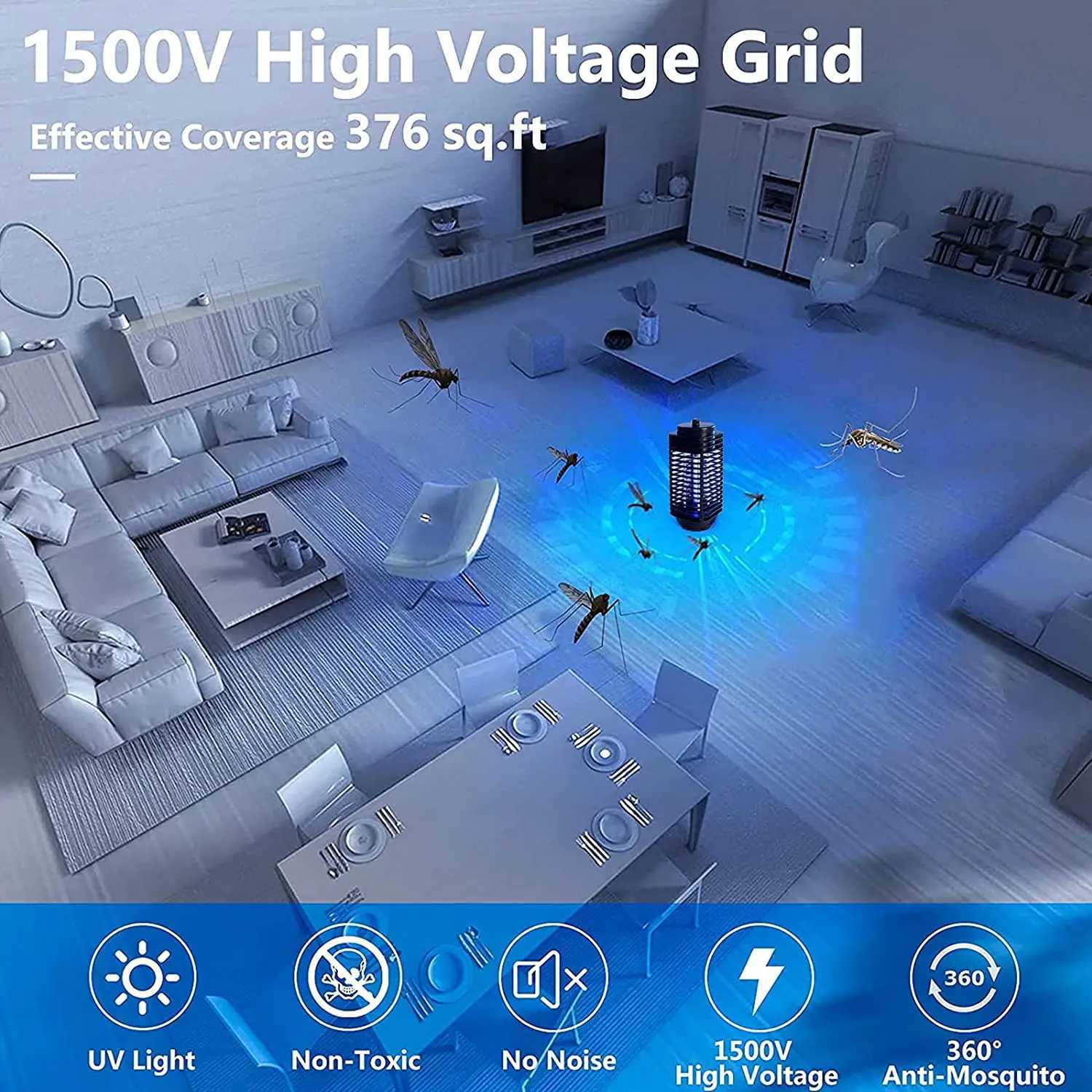 New Arrival Electric Bug Zapper Bug Zapper Indoor and Outdoor Fly Zapper with Blue Lights Mosquito Lamp for Garden PatioUS Plug Z250220