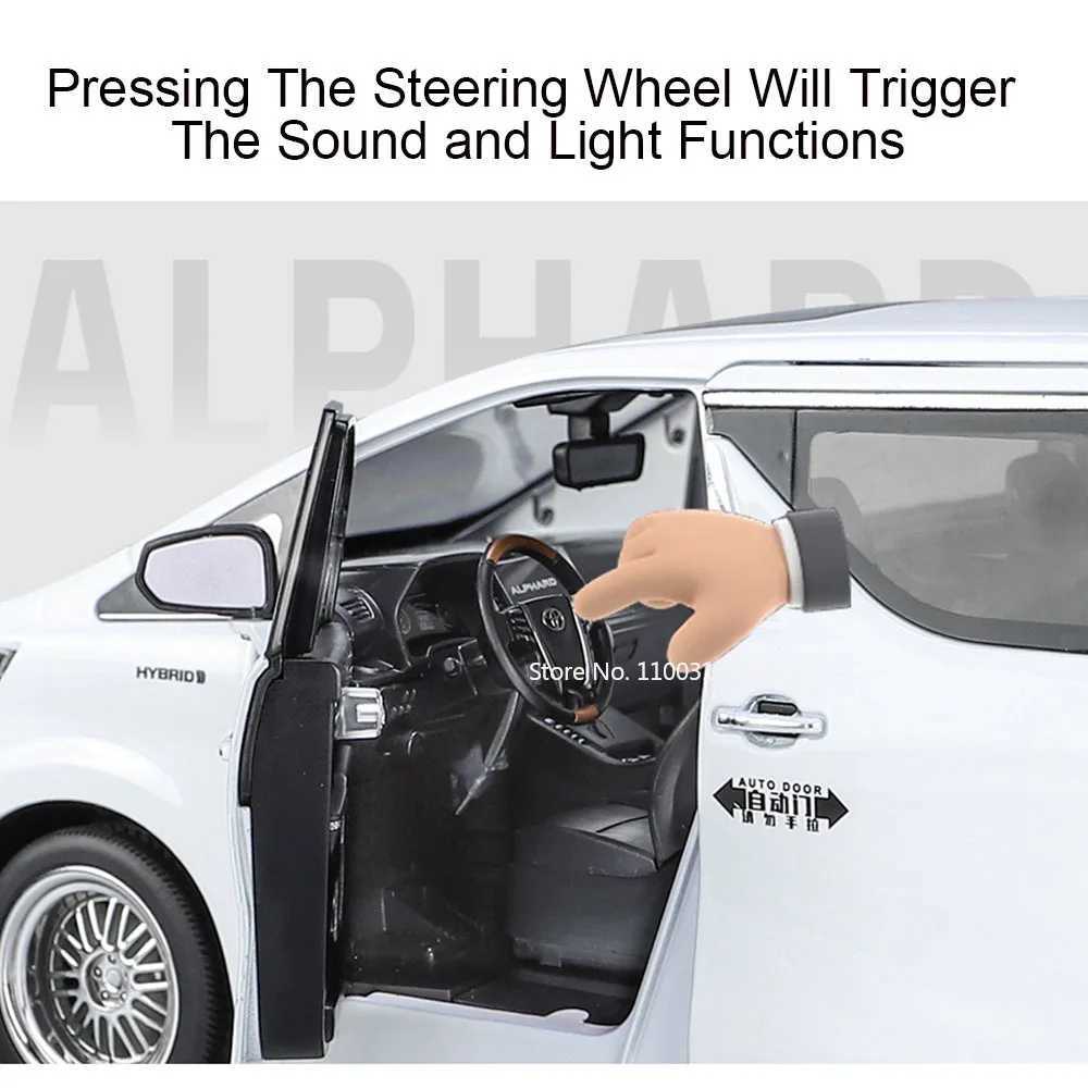 Big 1/18 Alphard Alloy Model Toy Door Opened Simulation MPV Car Toys with Sound and Light Pull Back Vehicle for Boys GiftsXJ250220