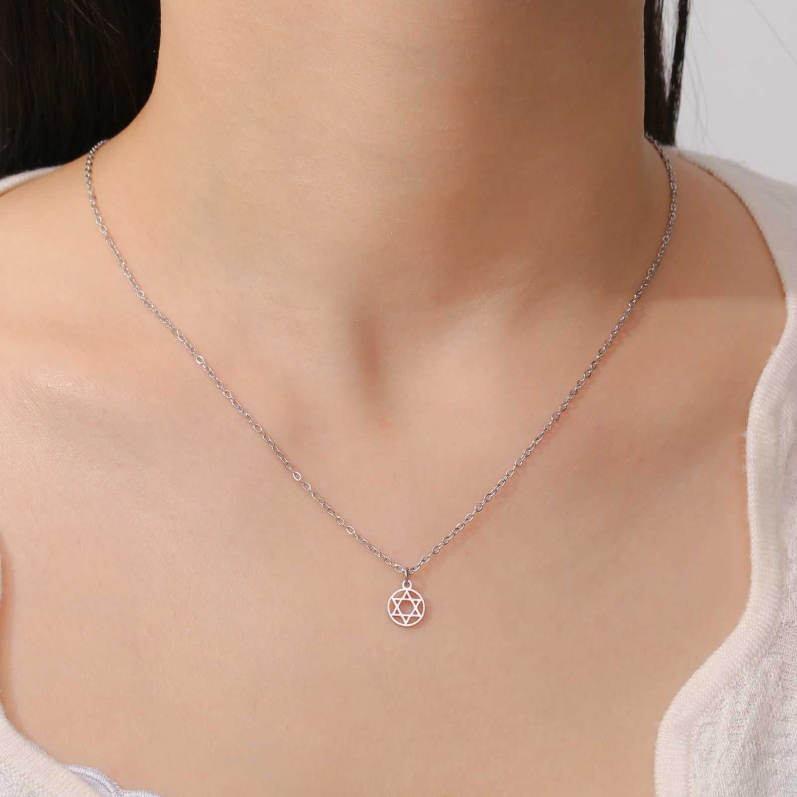 Teamer Israel M Star of David Pendant Necklace for Women Men Je Stainl Steel Necklace Ethnic National Jewelry WholesaleXJ250219