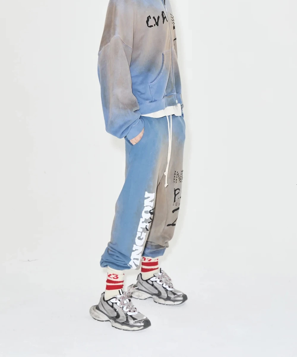 Yao888 Casual Fashion RRR123 Vintage Pants Loose Streetwear Drawstring Gym Sweatpants Y2k Unisex Trousers For Men 250220
