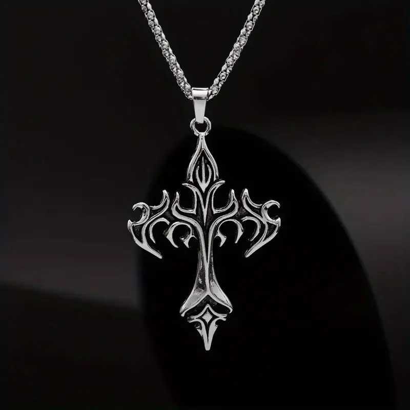 Stainl Steel Necklace Flame Retro Cross Titanium Steel Casting Men Pendant Necklace TypeXJ250219
