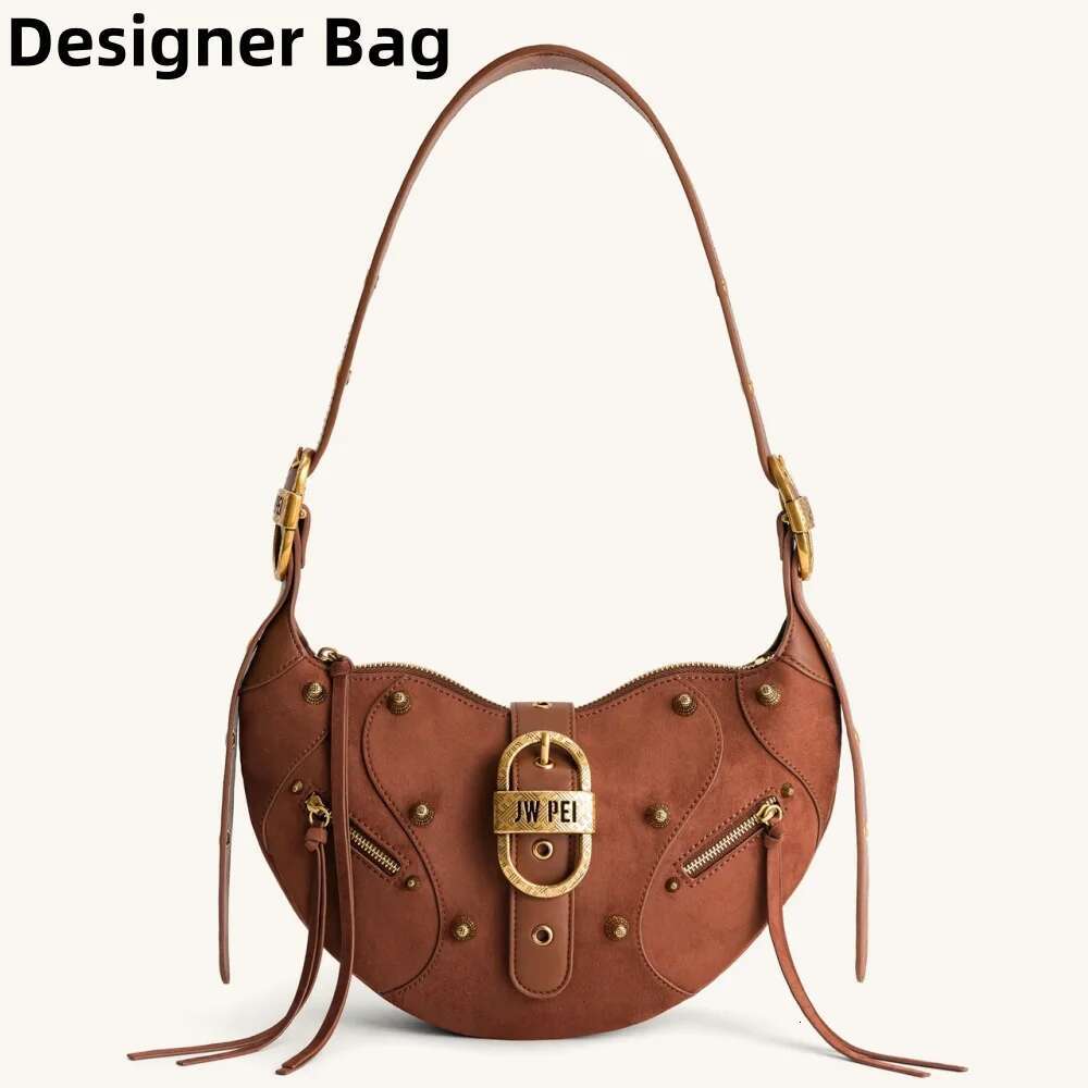 Oil Wax Leather Horn Bag For Women's Large Capacity Motorcycle Single Shoulder Crossbody Bag, Underarm