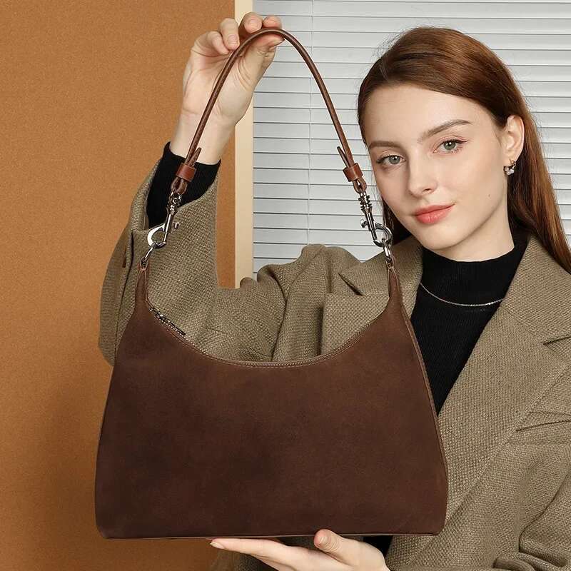 High Quality Women's 2024 New Model Large Capacity Commuting Genuine Leather Second Layer Cowhide Shoulder Crossbody Bag 2913